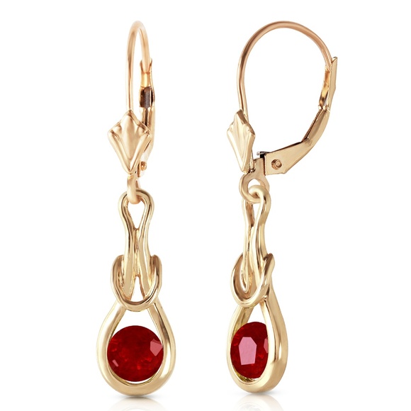 GOLD LEVER BACK EARRINGS WITH NATURAL RUBIES